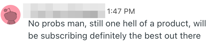 Redacted reddit message