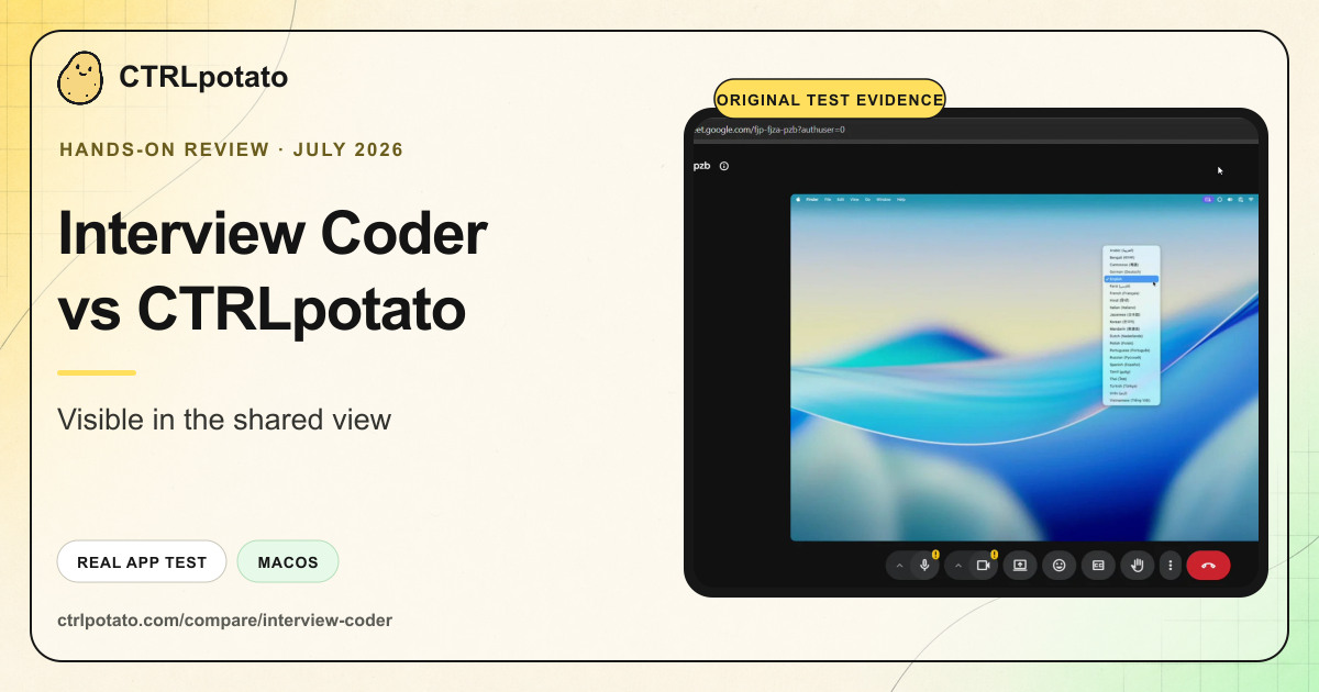 Interview Coder versus CTRLpotato hands-on review graphic