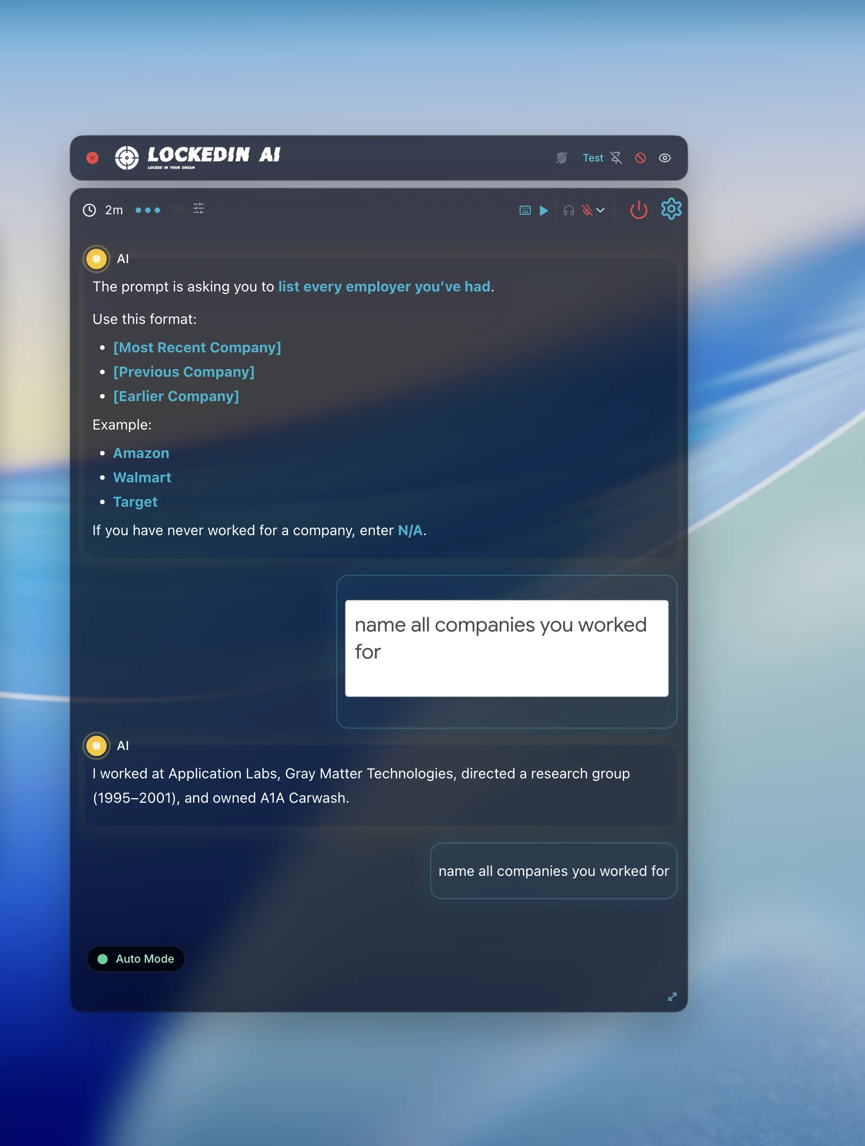 LockedIn answer missing uploaded context and returning unrelated employer details