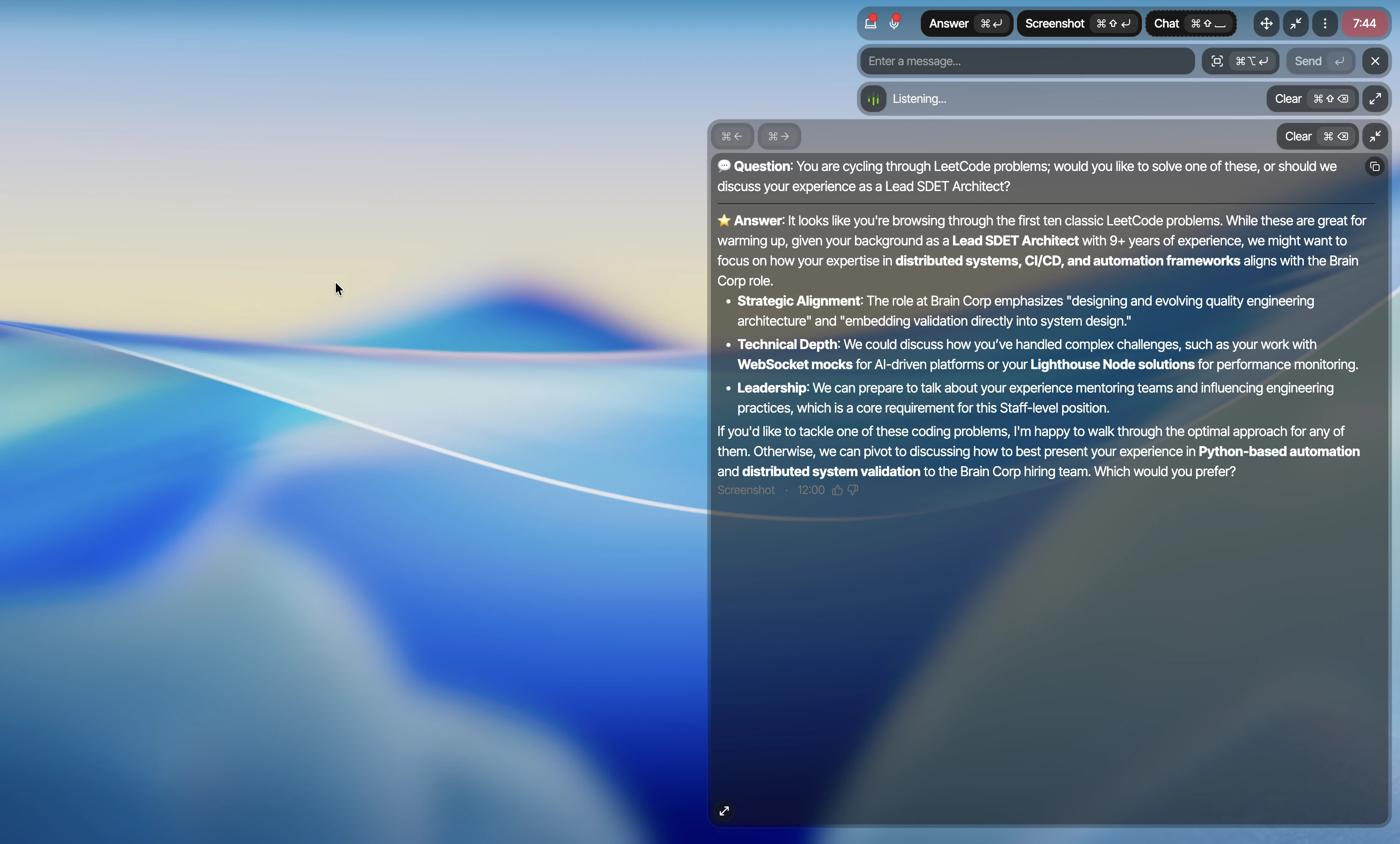 Parakeet AI returning an observation about a coding problem instead of the requested solution