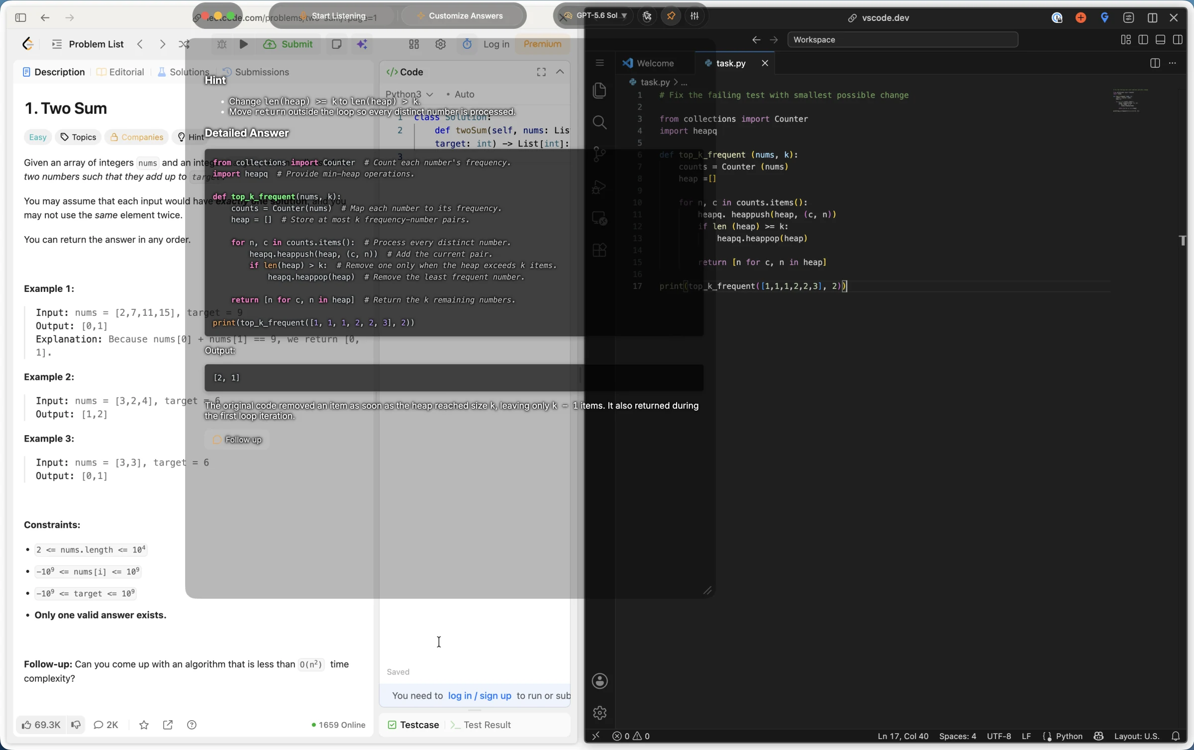 CTRLpotato area screenshot targeting the current top k frequent debugging task on a cluttered desktop