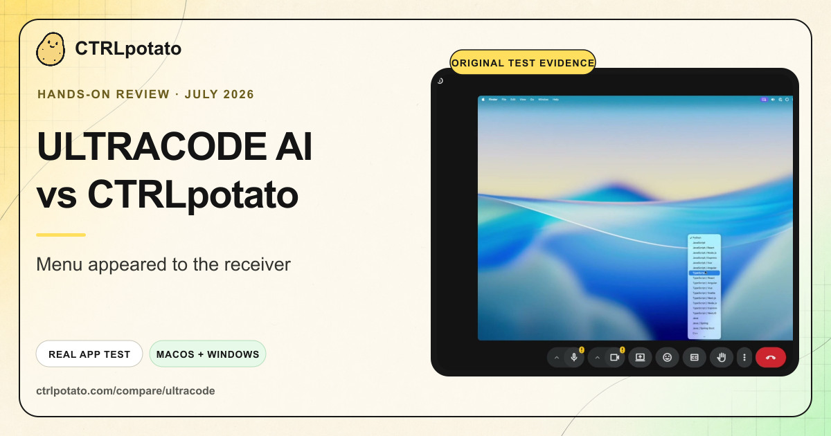 ULTRACODE AI versus CTRLpotato hands-on review graphic